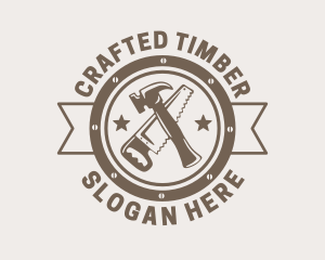 Saw Hammer Carpentry logo design