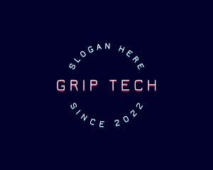 Round Neon Tech logo design