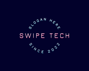 Round Neon Tech logo design