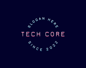 Round Neon Tech logo design