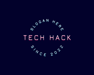Round Neon Tech logo design
