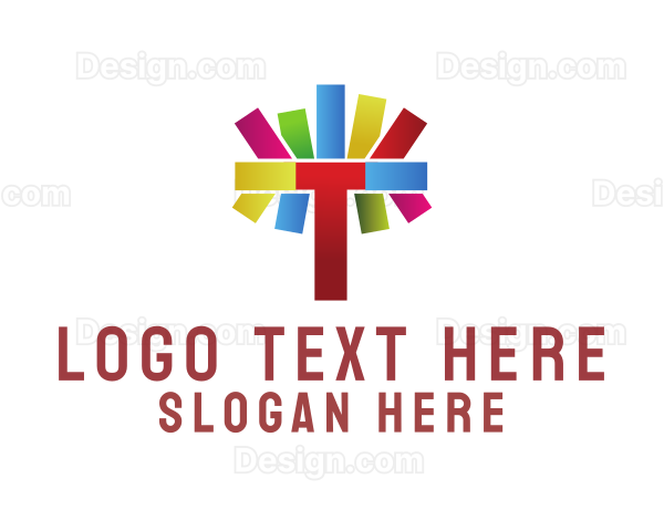 Colorful Abstract Party Letter T Logo