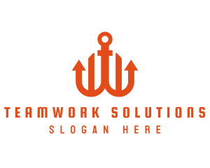 Orange Anchor Letter W logo