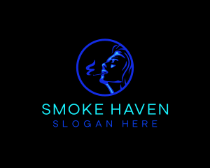 Adult Woman Smoking logo design