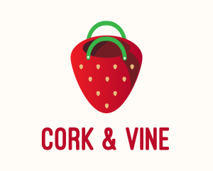 Cute Strawberry Bag  logo design