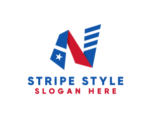 Striped Flag Letter N logo