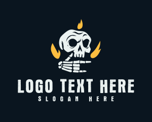 Fire Grunge Skull logo design