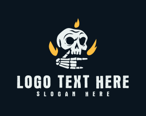 Fire Grunge Skull Logo