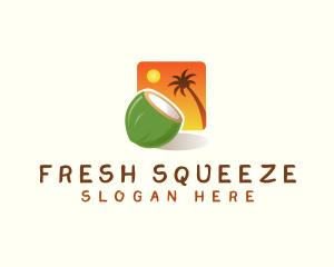 Coconut Sunset Tropical logo design