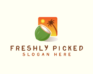 Coconut Sunset Tropical logo design