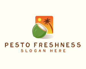 Coconut Sunset Tropical logo design