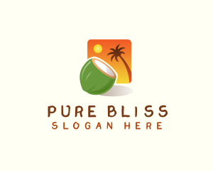 Coconut Sunset Tropical logo design