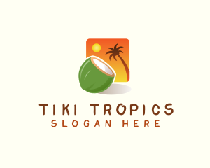 Coconut Sunset Tropical logo design