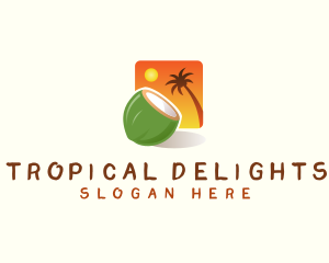 Coconut Sunset Tropical logo design