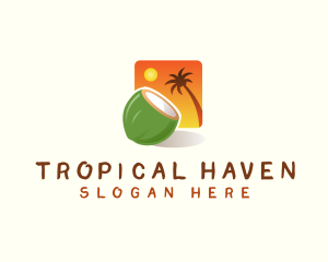 Coconut Sunset Tropical logo design