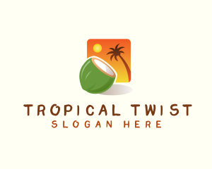 Coconut Sunset Tropical logo design