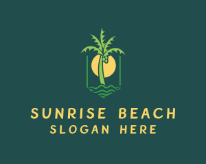 Palm Tree Sunset Beach logo design