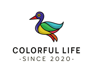 Colorful Duck Outline logo design