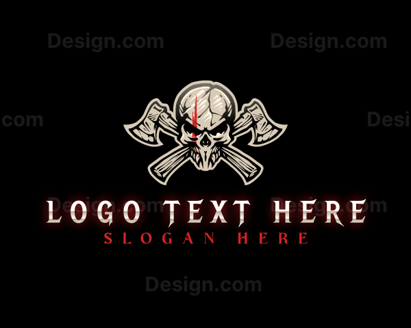 Skull Axe Weapon Logo