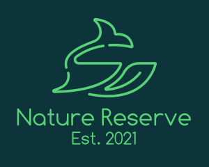 Whale Leaf Nature Wilderness logo design