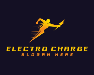 Lightning Thunderbolt Man logo design