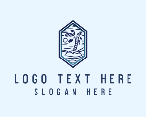 Hexagon Palm Tree Island logo