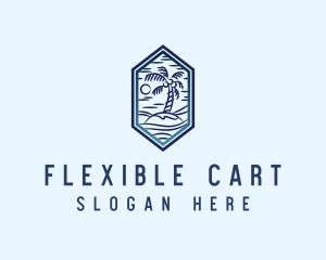 Hexagon Palm Tree Island logo design