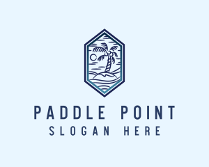 Hexagon Palm Tree Island logo design