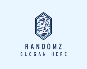 Hexagon Palm Tree Island logo design