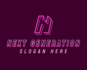 Neon Gaming Letter N logo design