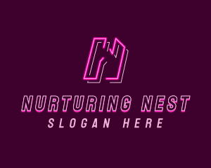 Neon Gaming Letter N logo design