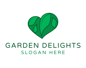 Green Heart Leaves logo design