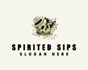 Skull Alcohol Drink logo design