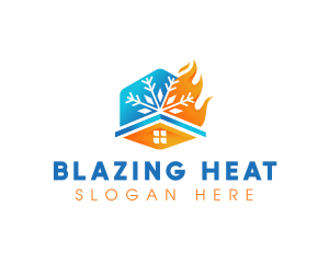 House Thermal Fire Snowflake logo design