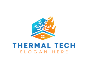 House Thermal Fire Snowflake logo design