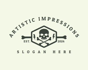 Skeleton Skull Crossbones logo design