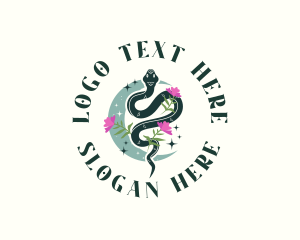 Venom Floral Snake logo design