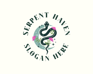 Venom Floral Snake logo design