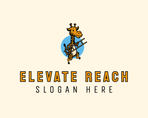 Giraffe Ladder Cartoon logo design