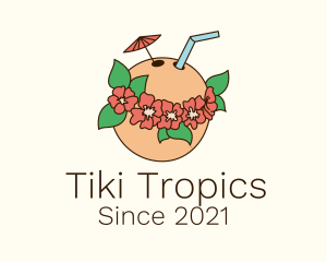 Coconut Tropical Drink logo design