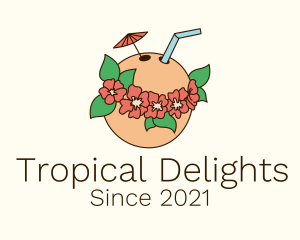 Coconut Tropical Drink logo design