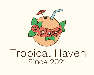 Coconut Tropical Drink logo design