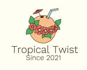 Coconut Tropical Drink logo design