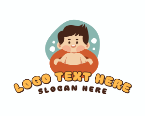 Boy Swimming Pool Ring logo design