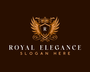 Royal Shield Crest Wings logo design