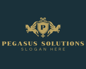 Pegasus Wings Shield logo design