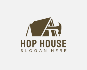 House Roof Hammer logo design