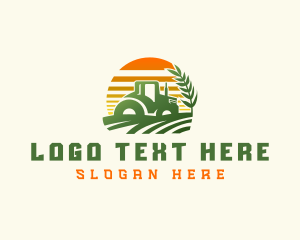 Tractor Wheat Field Agriculture logo design