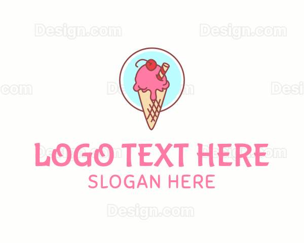 Cherry Ice Cream Cone Logo