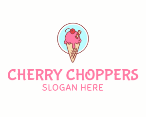 Cherry Ice Cream Cone logo design